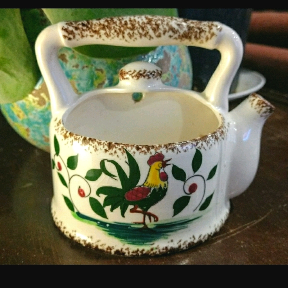 Vintage Napco Rooster Teapot Wall Pocket